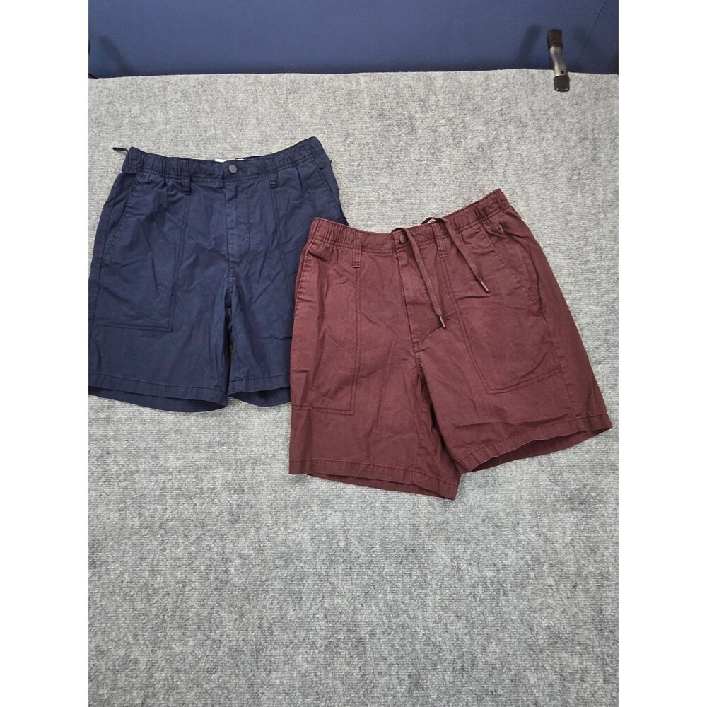 Old Navy Built-In Flex Shorts Mens S Lot 2 Navy Burgundy 7" Inseam Casual